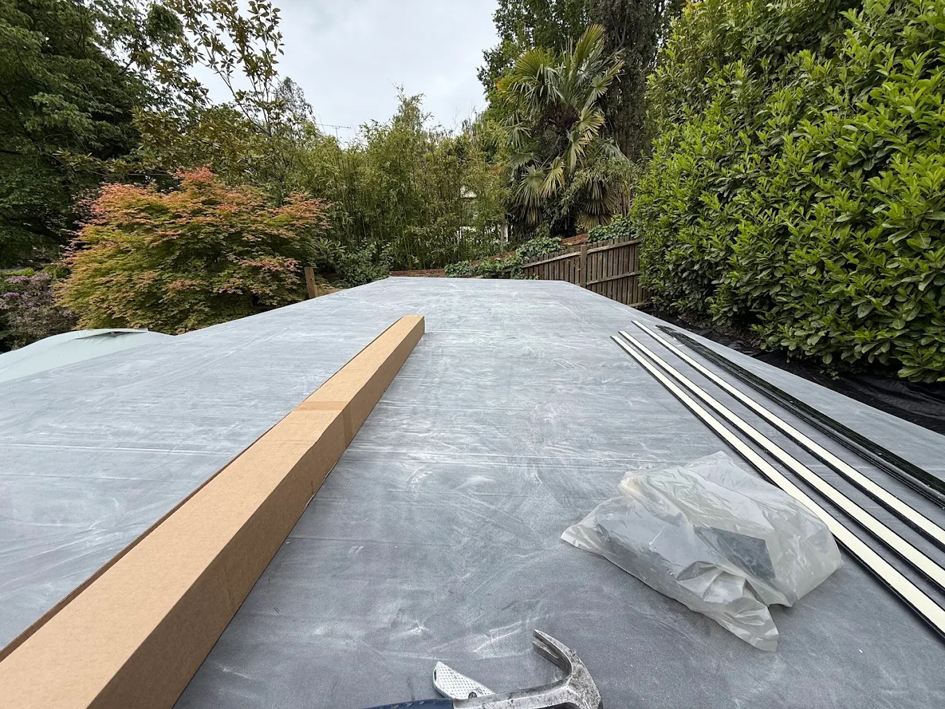 EPDM flat roof with new timber edging ready for the trim to go on